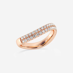 Anillo de Diamantes Apilables para Mujer, 1/2 CTW, Diamantes Redondos Cultivados en Laboratorio, Diseño en Espiral de Doble Hilera, Oro de 14K y 18K, Anillo de Joyería Elegante y Moderno - Product Image 2