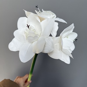 Fleurs d'amarilles artificielles Jinxi, bouquet en soie blanc, rouge, jaune, décorations pour la maison et les mariages - Product Image 2