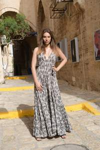 Femmes élégante dame 100% imprimé décontracté Maxi robe à la main été Premium taille libre cravate teinture avec décoration de taille naturelle - Product Image 3