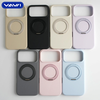 Coque de téléphone VAWI S075 avec béquille rotative à 360 degrés, en silicone liquide, pour iPhone 17 16 15 14 13 Pro Max Plus