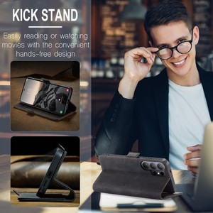 Étui portefeuille en cuir à fentes magnétiques pour cartes pour <span class=keywords><strong>Samsung</strong></span> S26 Ultra S25 Edge S24 S23 S22 <span class=keywords><strong>S21</strong></span>, <span class=keywords><strong>coque</strong></span> de <span class=keywords><strong>téléphone</strong></span> à rabat avec support intégré - Product Image 4