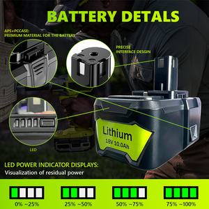 วิคต์พาวเวอร์ 18V10.0Ah แบตเตอรี่ลิเธียมไอออนแบบชาร์จไฟได้เหมาะสำหรับเครื่องมือไฟฟ้า 18V, เครื่องมือไร้สาย P108 P109 P107 P102 P103 - Product Image 2