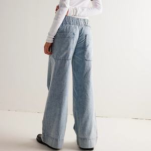 Jean baggy décontracté bleu vintage taille haute pour femme 2025 avec poches surdimensionnées et boutons décoratifs - Product Image 5