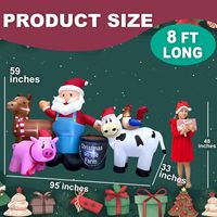 Décorations de Noël gonflables de 8 pieds de long, scène de ferme du Père Noël, décorations gonflables avec éclairage LED intégré, décoration extérieure et intérieure