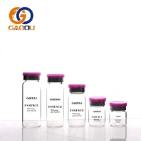 Tube à essai en verre transparent à fond plat avec logo estampé or, capacité 1OZ 2OZ 3OZ 4OZ, lignes argentées personnalisées sur le couvercle
