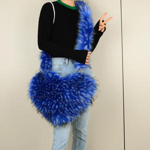 Sac à main vintage <span class=keywords><strong>Love</strong></span> pour femme, sac à bandoulière en fourrure mignon, automne-hiver 2026, grand sac à main en fourrure moelleux en forme de cœur - Product Image 5