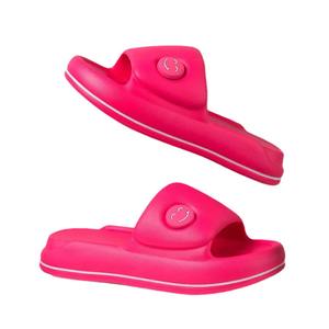 Sandalias de suela gruesa para mujer con diseño de cara sonriente, sandalias rosas de EVA para exteriores, sandalias planas suaves antideslizantes para adultos, para las cuatro estaciones. - Product Image 1