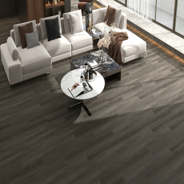 Free Sample Grey Tiles Parquet Vinyl Wood Look Click Flooring Gym SPC Floor Piso PVC Plastic Floor Indoor