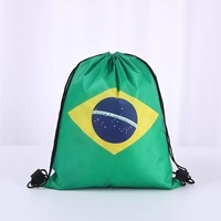 Sacs à dos en polyester avec cordon de serrage, motif drapeaux du monde, amusants, pour le sport, la gym, les fans de football mondial