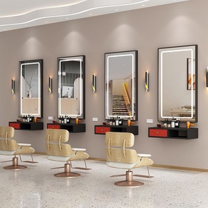 Espejo de maquillaje especializado con lámpara LED, espejo de belleza moderno para peluquería, espejo con soporte para barbería, espejo modelo para colgar en la pared - Product Image 3
