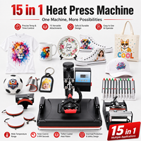 Machine d'impression de t-shirts 15 en 1, presse à chaud combinée, machine de transfert thermique par sublimation pour tasses, maillots, chapeaux, chaussures, stylos, coques de téléphone, ballons