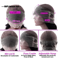 Perruques de Cheveux Humains HD de Qualité, 100% Vierge Non Traitée, Alignées Cuticules, Cheveux Indiens Bruts, Perruque Frontale Sans Colle, Full Lace 360