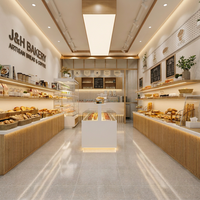 Vitrine murale ouverte pour pain et gâteaux avec éclairage LED et armoire de rangement intégrée