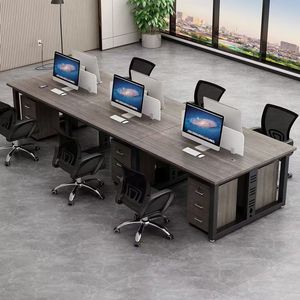Hot Sale White Executive Office <b>Desk</b> <b>Simple</b> Modern Wood Upper Extendable Commercial Office Furniture 2/4/6 People Staff Table - Product Image 2