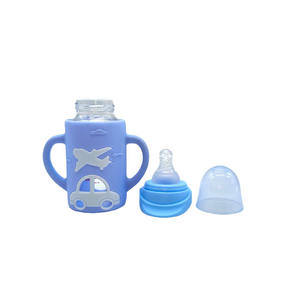 <span class=keywords><strong>Biberon</strong></span> en verre personnalisé de 120ml 240ml avec manchon et poignée en silicone à bouche standard droite pour <span class=keywords><strong>nouveau</strong></span>-nés - Product Image 6