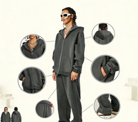 Ensemble sweat à capuche zippé et pantalon de survêtement personnalisé de haute qualité pour homme – Survêtements décontractés à capuche avec poches – Vente en gros