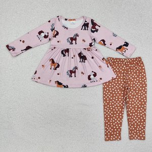 RTS PAS DE quantité minimale de commande Petite fille Boutique Rose arcs imprimer automne tenues enfants en gros enfant en bas âge fille enfant vêtements - Product Image 6
