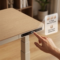 Bureau de jeu moderne AOR en aluminium à hauteur réglable électriquement avec refroidissement, crochet pour casque, porte-gobelet et gestion des câbles, pour usage commercial