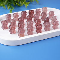 Vente en gros de pierres précieuses en vrac cristal fraise quartz ours bracelet à breloques design charmes sculpture pour bracelet fabrication de bijoux DIY