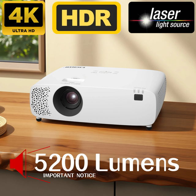 Laser Projector 4K HDR Built-in Speaker 5200 Lumens 1-Year Warranty for Home Cinema ODM Factory