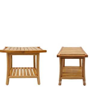 Tabouret de douche en bois Jincheng à deux niveaux avec étagère pour hôtels et maisons d'hôtes - Product Image 1