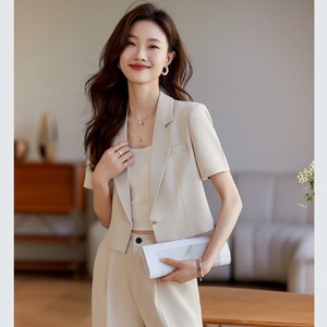 Women's Professional Summer Suit Set Lightweight Short Sleeve Solid Color Breathable Polyester Casual Suit 2025 New Style - Product Image 1