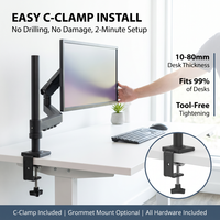 Support de moniteur unique à bras articulé à ressort mécanique pour écran LED/LCD de 17 à 32 pouces, compatible 75x75 100x100, personnalisable