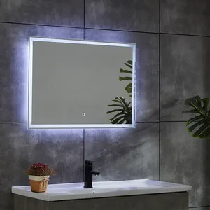 Hotel home touch screen fogless led espelho gym retangular parede inteligente espelho ip65 impermeável espelho do banheiro