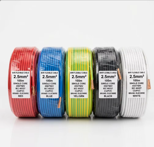 BVR Copper PVC Insulated Flexible Electrical Wire 1.5-10mm² 450/750V Building House Wiring Cable CE GB