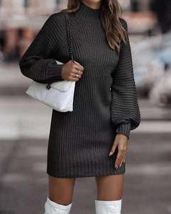 <span class=keywords><strong>Pull</strong></span> à <span class=keywords><strong>col</strong></span> <span class=keywords><strong>roulé</strong></span> avec logo en gros, <span class=keywords><strong>pull</strong></span> en tricot à manches longues pour femmes, robes pour femmes - Product Image 3