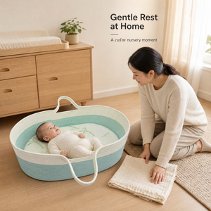 Organizador de Cuerda de Algodón para Cambiar Pañales con Almohadilla Impermeable de Fibra de Bambú, Cesta Portátil para Pañales, Ropa y Accesorios de Baño para Bebés - Product Image 2
