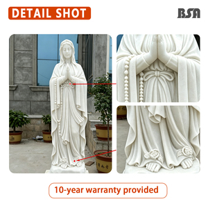 Statue <span class=keywords><strong>de</strong></span> la Vierge Marie en marbre blanc sculptée à la main par BSA pour l'église et la décoration religieuse - Product Image 3