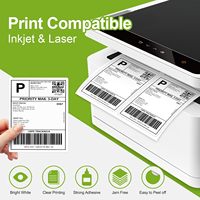4 Lembar Label Kosong yang Dapat Dicetak 4x5 Inci, Sudah Dipotong, Stiker Perekat untuk Printer Laser dan Inkjet, Label Pengiriman dan Pengiriman Surat DIY