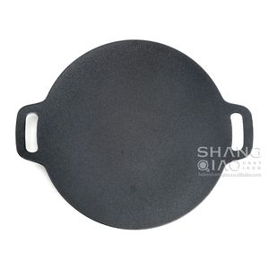 11" 12" 13" 14" Cast Iron Griddle <strong>Pan</strong> with Double Handle Outdoor Pre-seasoned Campfire <strong>Pan</strong> Round Griddle Korean BBQ <strong>Grill</strong> <strong>Pan</strong> - Product Image 2