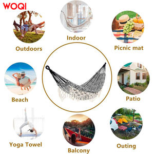 WOQI personalizado interior y exterior estilo mexicano plegable portátil grande impreso borla hamaca - Product Image 6
