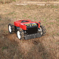 Tondeuse à Gazon Électrique 4x4 Autopropulsée, Robot Tondeuse Télécommandé à Moteur 4 Temps Sans Fil pour le Désherbage