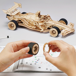 Robotime <span class=keywords><strong>Rokr</strong></span> DIY <span class=keywords><strong>Bois</strong></span> Artisanat À La Main Assemblé Jouets LK505 F1 Racing Modèle De Voiture En <span class=keywords><strong>Bois</strong></span> 3D Puzzles - Product Image 2