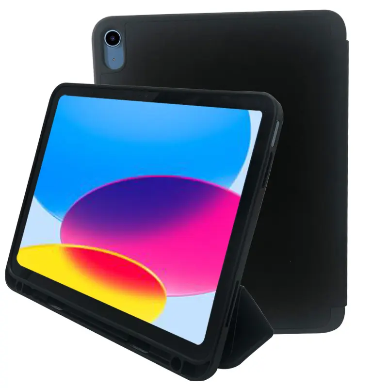 Black soft TPU back case for ipad 10th generation 10.9 inch protective case built-in pen holder with magnetic intelligent sleep