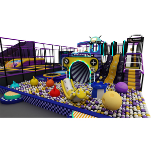 Aire de jeux intérieure personnalisée Playpedia avec trampoline, grands toboggans interactifs et piscine à balles pour parc de trampolines - Product Image 4