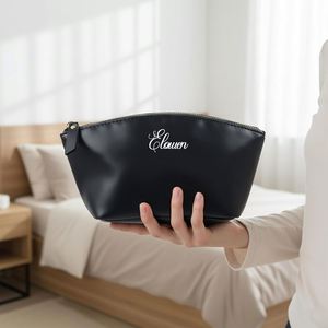 Sac de toilette personnalisé en cuir, imperméable, avec fermeture éclair, gravure personnalisée, pour voyage - Product Image 3