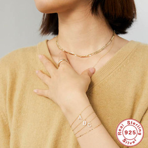 Bracelet en Argent Sterling S925 Créatif et Polyvalent avec Zircon, Lettre Initiale 26 Lettres, Style Coréen, Sertie de Diamants, Bijou de Main - Product Image 5