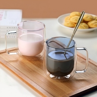 Mug à café en verre résistant à la chaleur coloré, verres à café à double paroi pour le thé, le café ou le jus