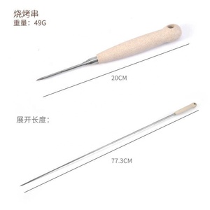 Manche en <span class=keywords><strong>paille</strong></span> de blé Plus Fourchette télescopique en acier inoxydable pour barbecue Ensemble d'outils de barbecue 2 pièces - Product Image 3