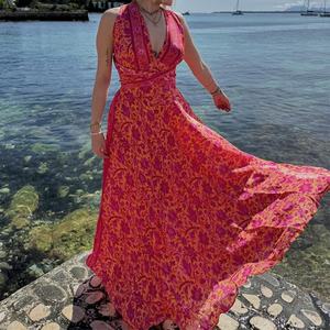 Vestido Casual de Verano para Playa, Elegante, con Tirantes Cruzados en V Profundo, Calidad Superior, 100% Rayón Voile, Viscosa - Product Image 4