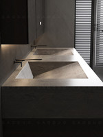Ensemble de meuble-lavabo de salle de bain avec vasque en pierre intégrée sans joint ; Meuble-lavabo mural haut de gamme avec miroir intelligent