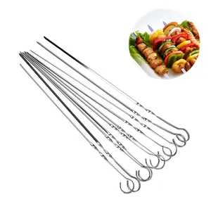 Stainless Steel Skewer BBQ Metal Sticks Non-Stick BBQ Tools Set Barbecue Accessories Skewers Set