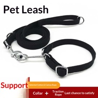 Ensemble laisse et collier en toile de coton pur, écologique, ODM OEM, pour promener les chiens, réglable, fonctionnel, durable, résistant