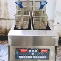 Freidora Eléctrica Comercial de Doble Tanque para Pollo Frito, Máquina Freidora con Elevación Automática