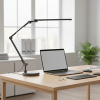 Lampe de bureau LED électrique simple à double lumière, à intensité variable, commande tactile, minimaliste, protection des yeux, pour lecture, avec minuterie, en aluminium