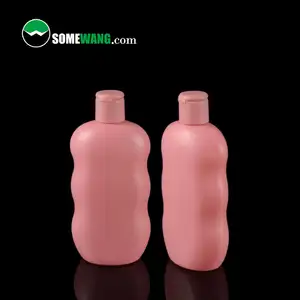 Botol Losion Tubuh Perawatan Kulit 500ML, Botol Sampo Rambut Bentuk Unik Botol Losion Tubuh Plastik HDPE Merah Muda Kosong